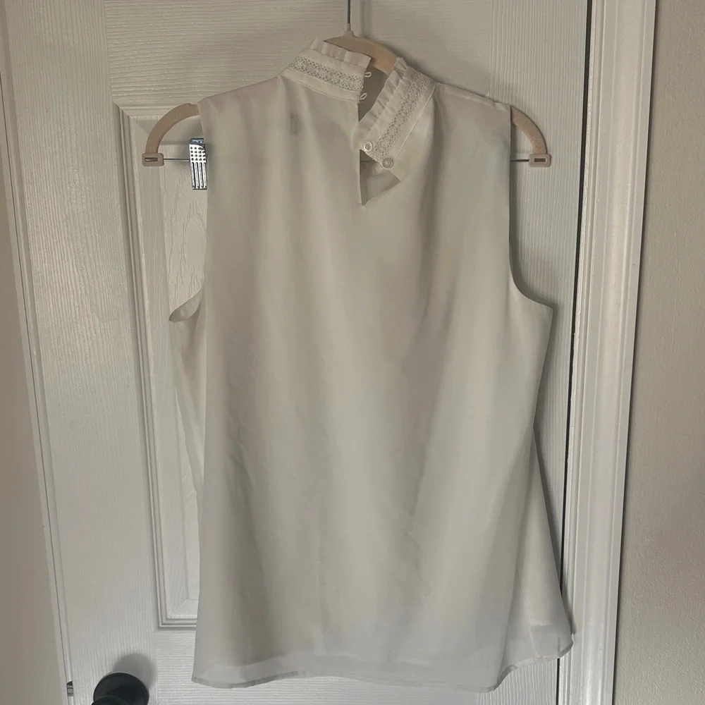 Karl Lagerfeld Ivory Sleeveless Blouse - Picture 4 of 4